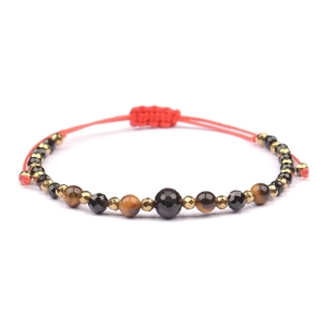 Bransoletka celebrytka czarny TURMALIN TYGRYSIE OKO HEMATYT ochrona i siła